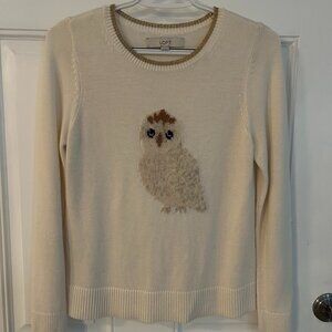 LOFT | Ivory Owl Sweater Sz XS